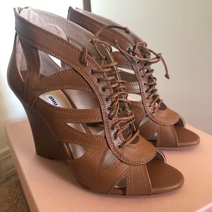 Miu Miu Calzature Donna Lace-Up Wedge Sandal